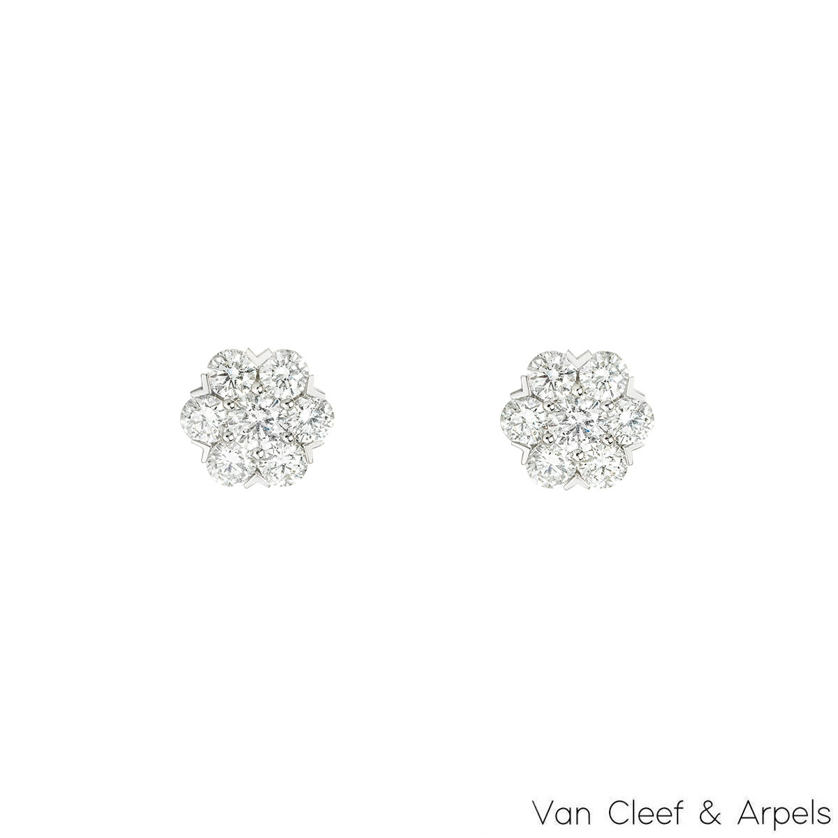 Van Cleef & Arpels White Gold Diamond Fleurette Earrings 1.46ct TDW VCARA48300 Van Cleef & Arpels White Gold Diamond Fleurette Earrings 1.46ct TDW VCARA48300